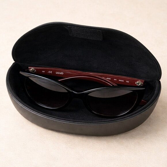 Liu Jo LJ629S Cat Eye Sunglasses Ebony Floral Temples Gradient Lenses main image 9